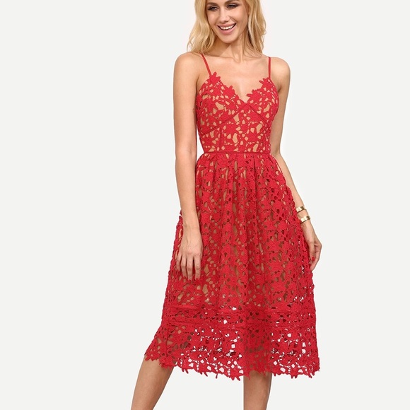 Hollow Out Fit & Flare Cami Midi Dress - Picture 3 of 8